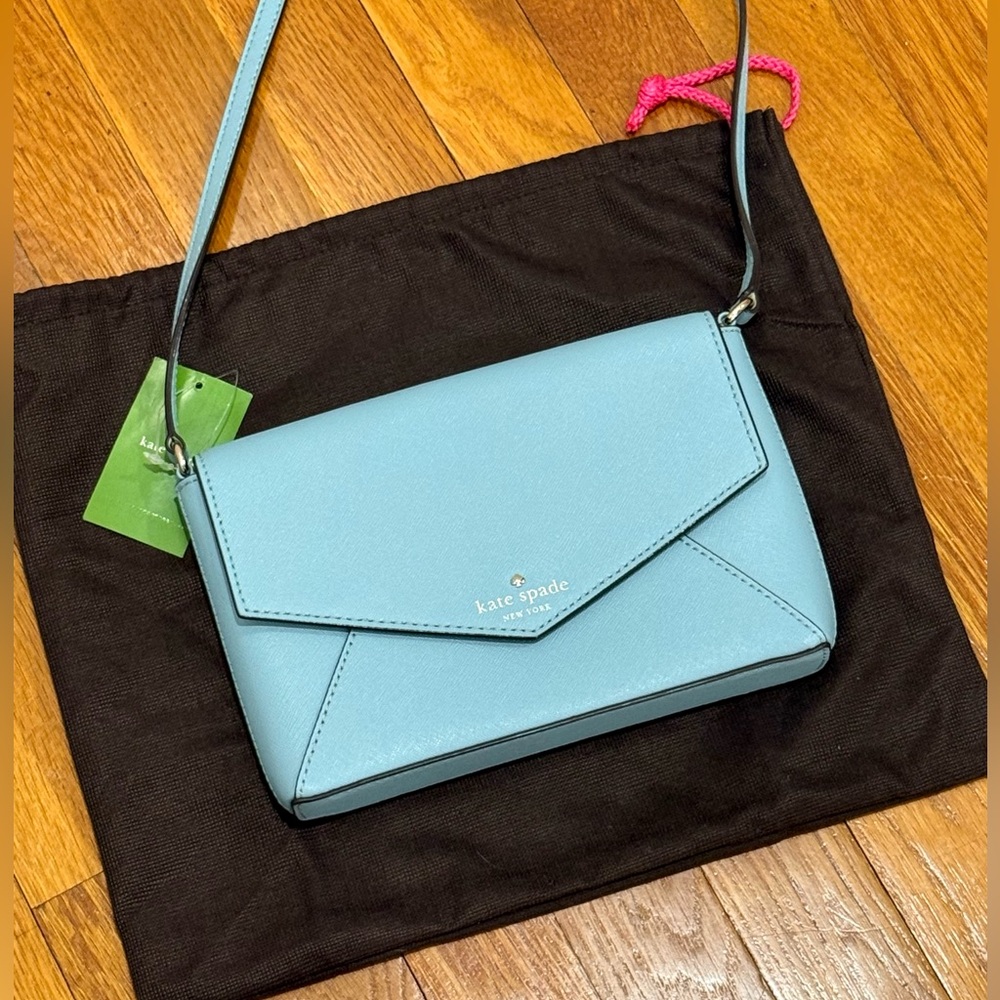 NWT Kate Spade Cedar Street Monday Envelope Purse; Light Blue; Crossbody
